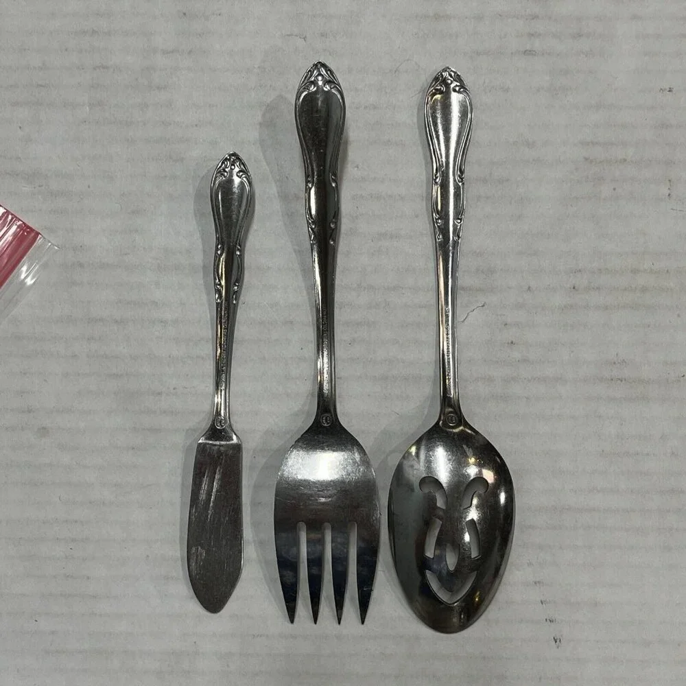 Oneida Homestead Simeon L & George H. Rogers Stainless Serving Set 3 Pieces‎